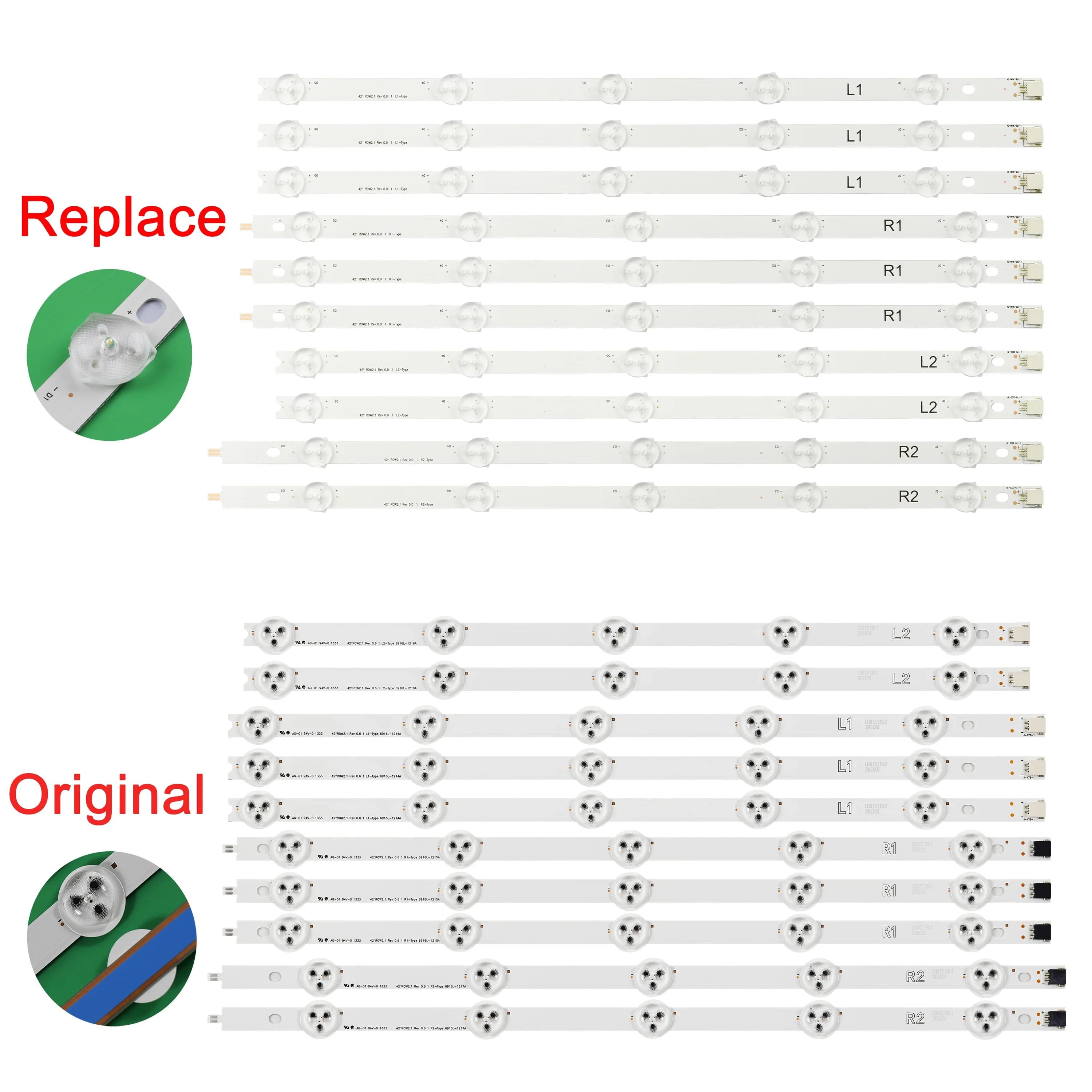 Nuova striscia di retroilluminazione a LED da 10 pezzi/set per 42LN5700 42LN5450 42LN540R AGF 78261601 6916L-1214A 6916L-1215A 6916L-1216A 6916L-1217A