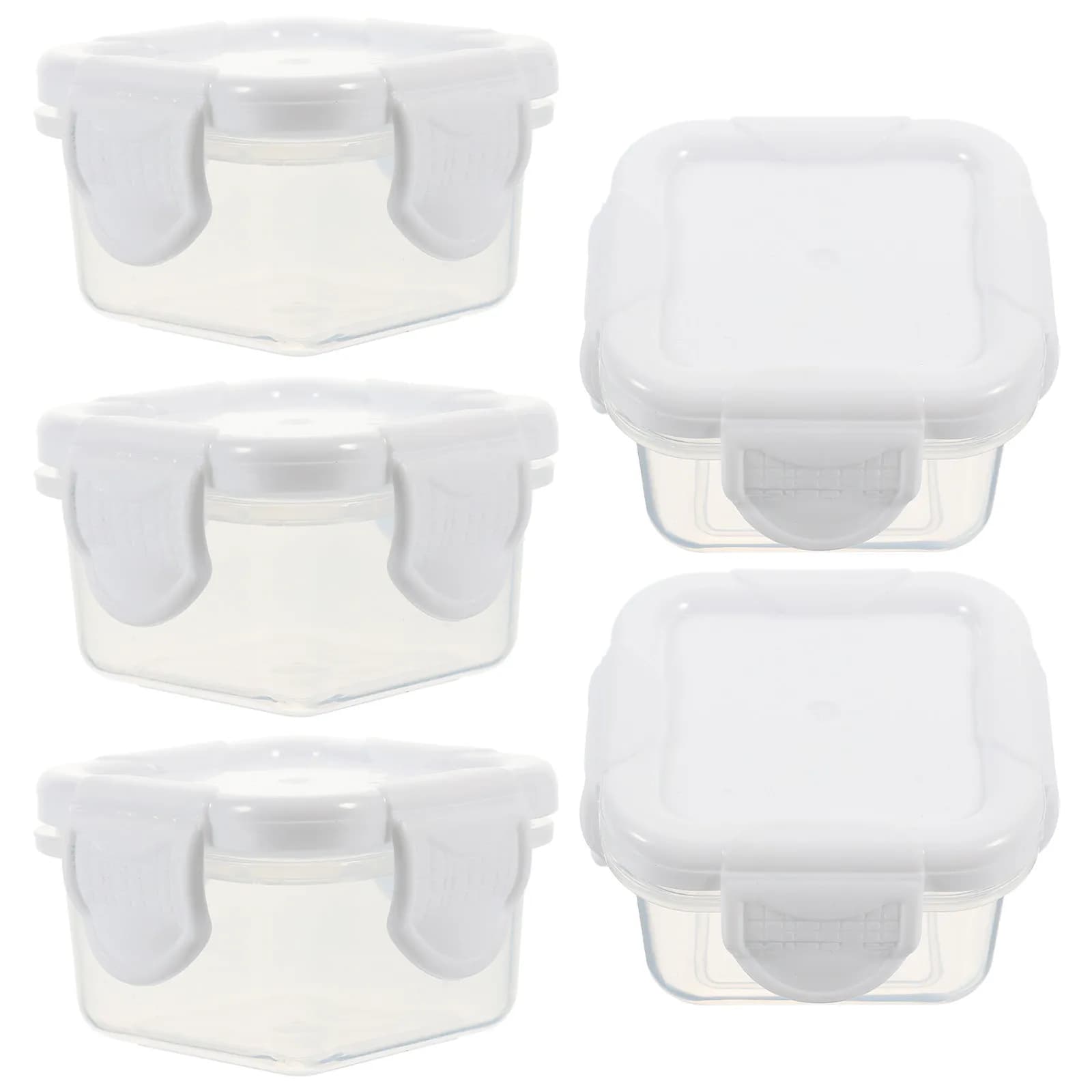 5Pcs Sealed Storage Boxes Portable Seasoning Containers Leak Proof Small Food Boxes with Lids for Picnic Travel Office