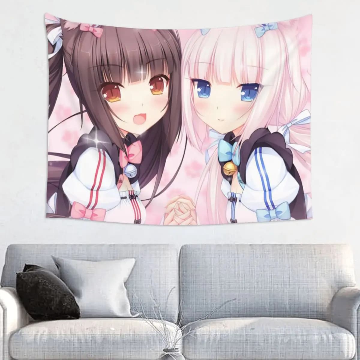 Nekopara Chocola and Vanilla Game Tape Wall Hanging Hippie Fabric Tape Boho Wall Cover Room Furniture Yoga Mat
