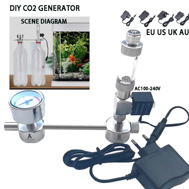 Kit sistema generatore di CO2 fai da te per acquario generatore di CO2, diffusore da banco a bolle con elettrovalvola, per/crescita di piante acquatiche