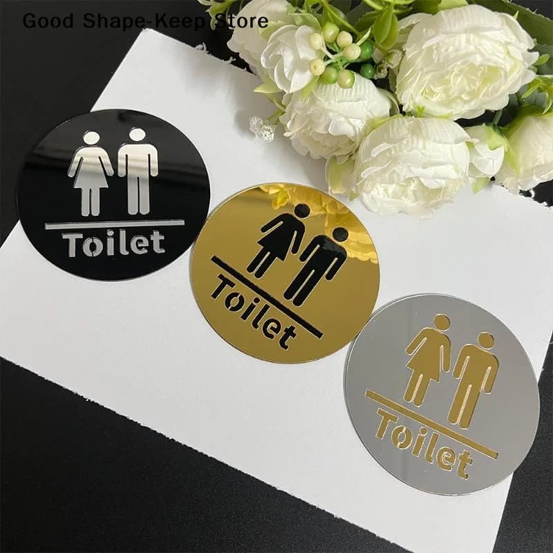 Segnaposto per WC in acrilico da 3,94 pollici per uomini e donne, adesivi rotondi e quadrati per specchi da bagno per decorazioni domestiche. Identificazione del Bagno