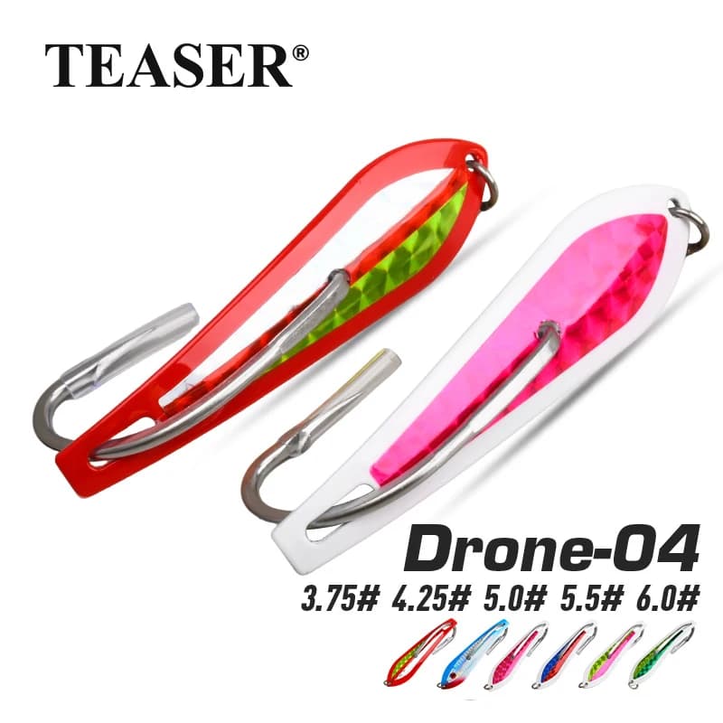 TEASER Jig metallico grande a amo singolo, amo jig in acciaio ad alto tenore di carbonio, esca jig UV a lento affondamento per la pesca in barca in acque profonde