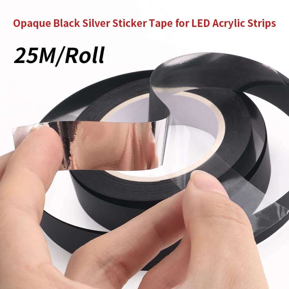 25 M/Rotolo Nastro Adesivo Nero Opaco Nastro Adesivo Nastro Adesivo Per Strisce Acriliche Led Colore RGB Luce Ambientale Accessrior