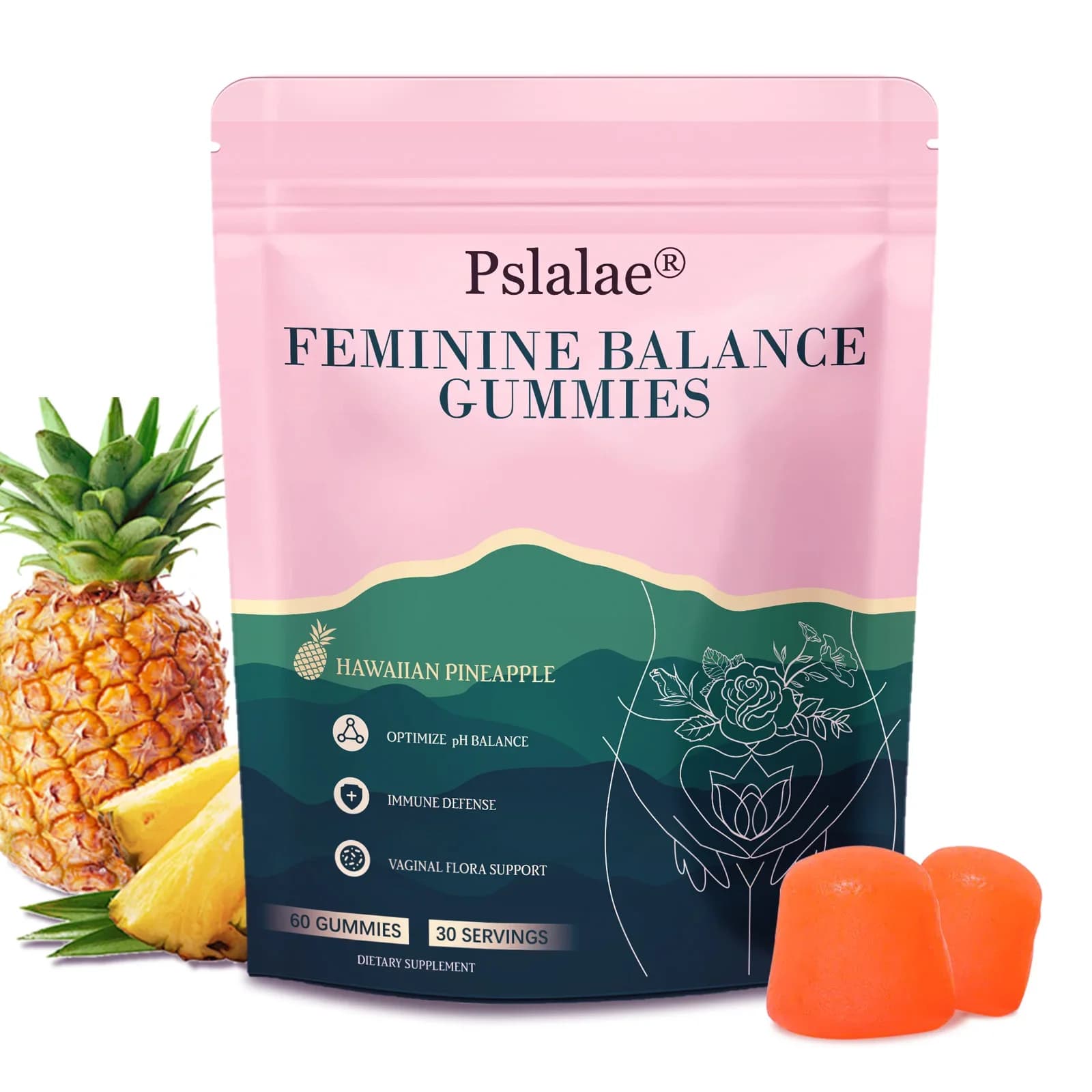 Feminine Balance Gummies - Relieves Cramps, Moods, Hot Flashes and Night Sweats, Vaginal Health
