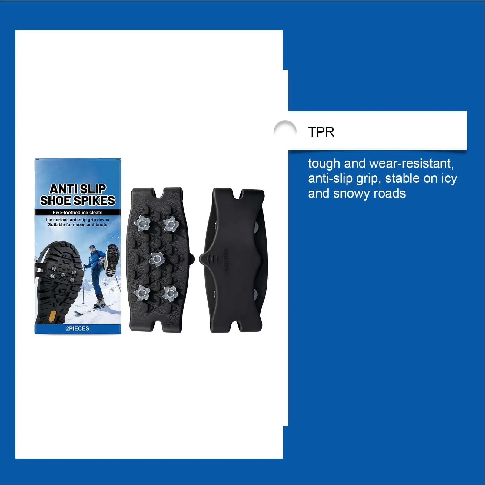 Tacchette Antiscivolo per Scarpe e Stivali, Ramponi per Ghiaccio, Punte Antiscivolo per Scarpe per Escursionismo Invernale, Arrampicata, Pesca, Trekking e Attività all'Aperto
