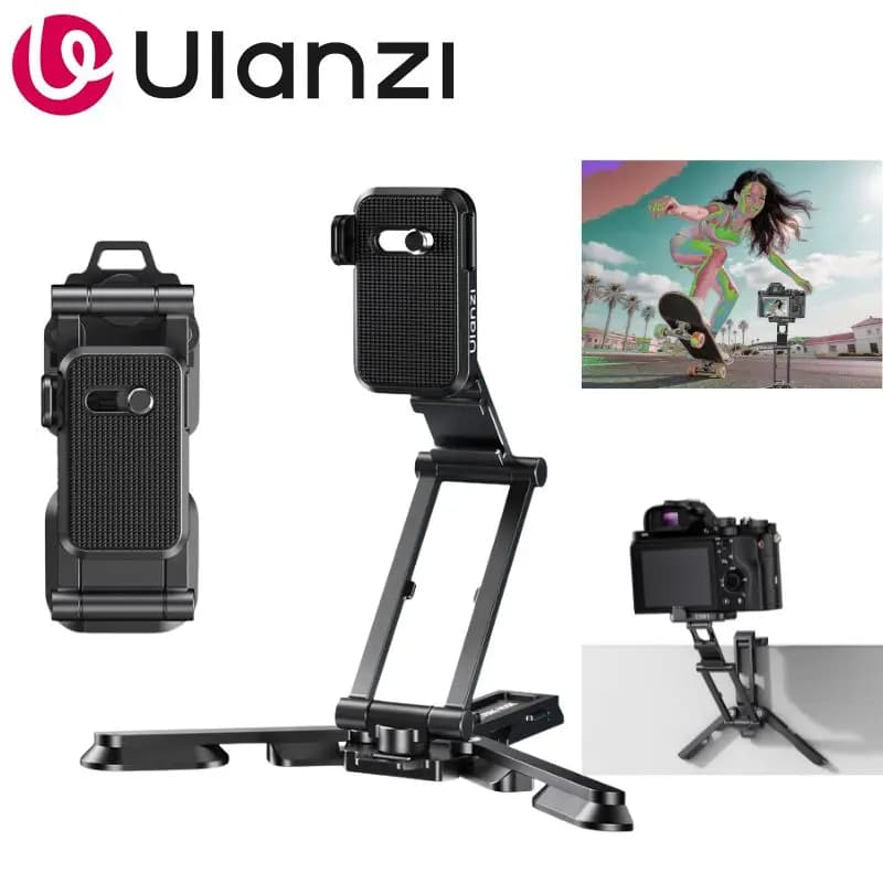 Ulanzi CO81 Supporto Versatile per Fotocamera, Portatile/da Tavolo/Stile Mantis, con Vite da 1/4”, Pieghevole per Action Camera, Mirrorless, Vlogging