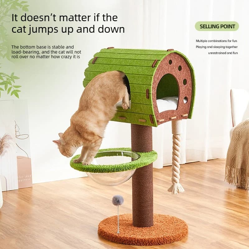 Cat Tree Space Saving Felt Cat Tower, Integrated Cat Scratching Post, All Seasons Space Capsule Pet Bed Pet Supplies