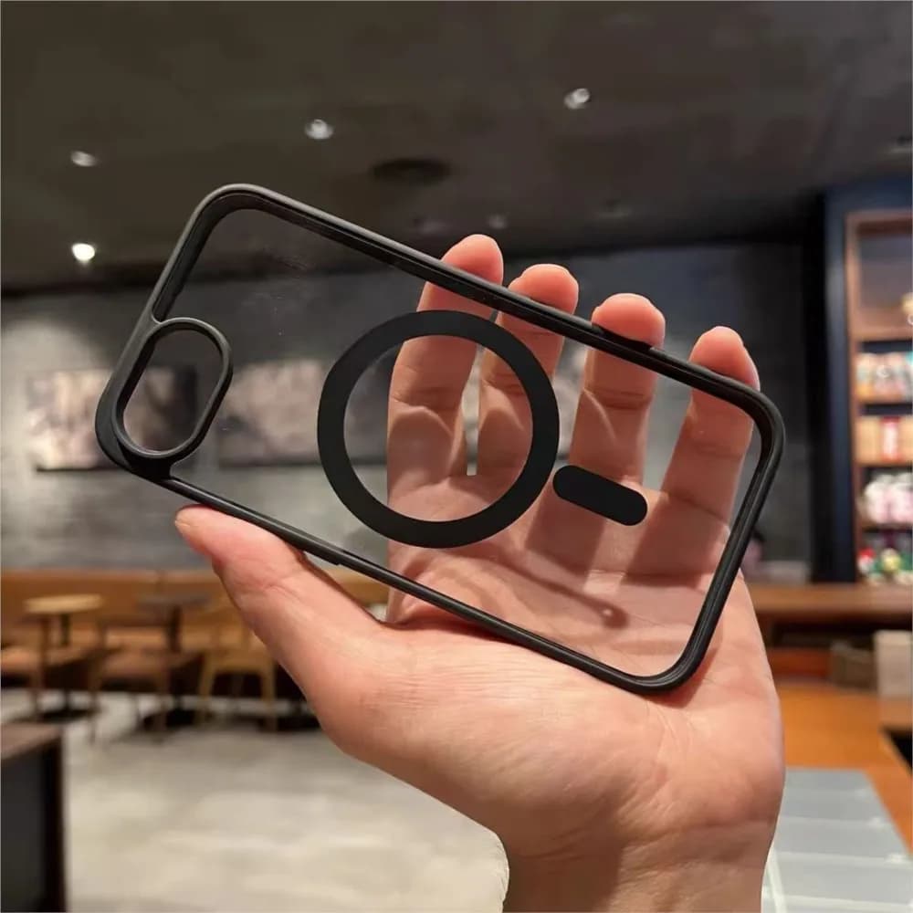 For Magsafe Magnetic Wireless Charge Case For iPhone 16E Cover for iphone16E Black Bumper Clear Acrylic Hard Cover Case