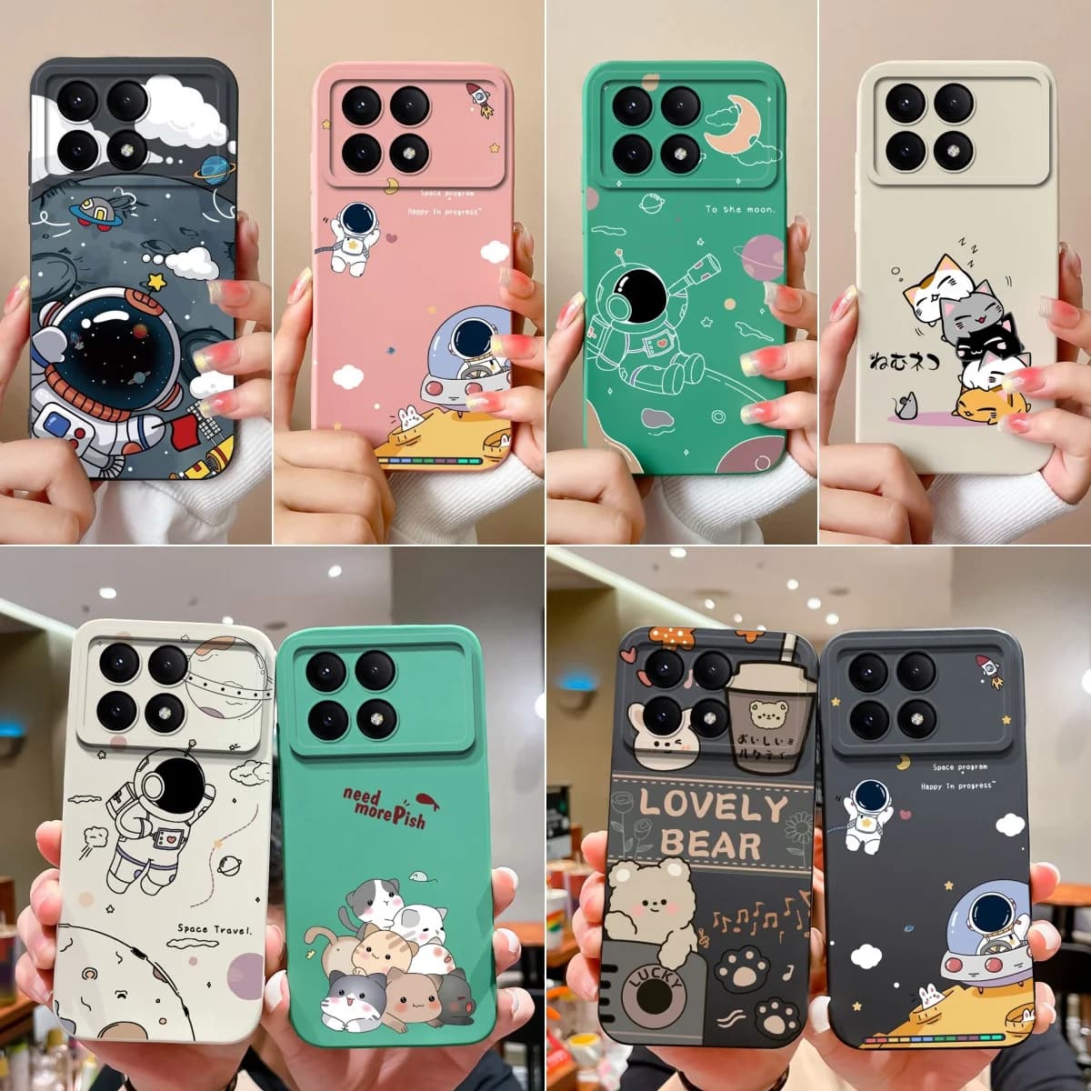 Per Xiaomi Poco X6 Pro X6 Fonda Custodie per astronauti Coques protettivi in silicone liquido per XiaomiX6Pro 2311DRK48G Custodia Cover Shell