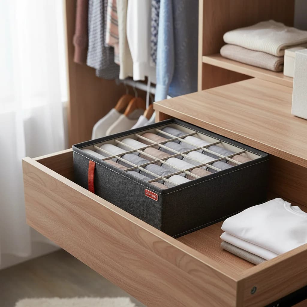 Organizzatore per Cassetti e Armadi, Contenitori per Vestiti, Biancheria Intima, Calze, Reggiseni e Pantaloni
