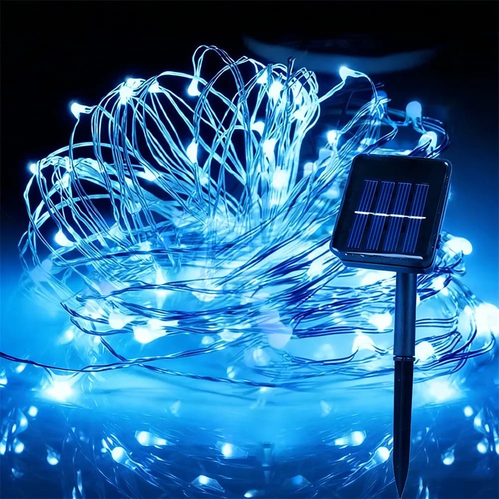 Luci Solari a Filo di Rame LED Impermeabili per Esterni, Ghirlanda Natalizia, Lampada Solare per Giardino, Matrimoni e Cortili