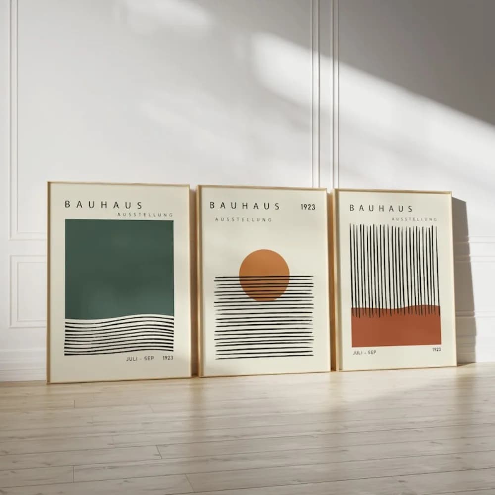 3 Frameless Bauhaus Exhibition Poster,Mid-century Modern Posters,Bauhaus Printing,Geometric Art,Pop Culture Art,Instant Download