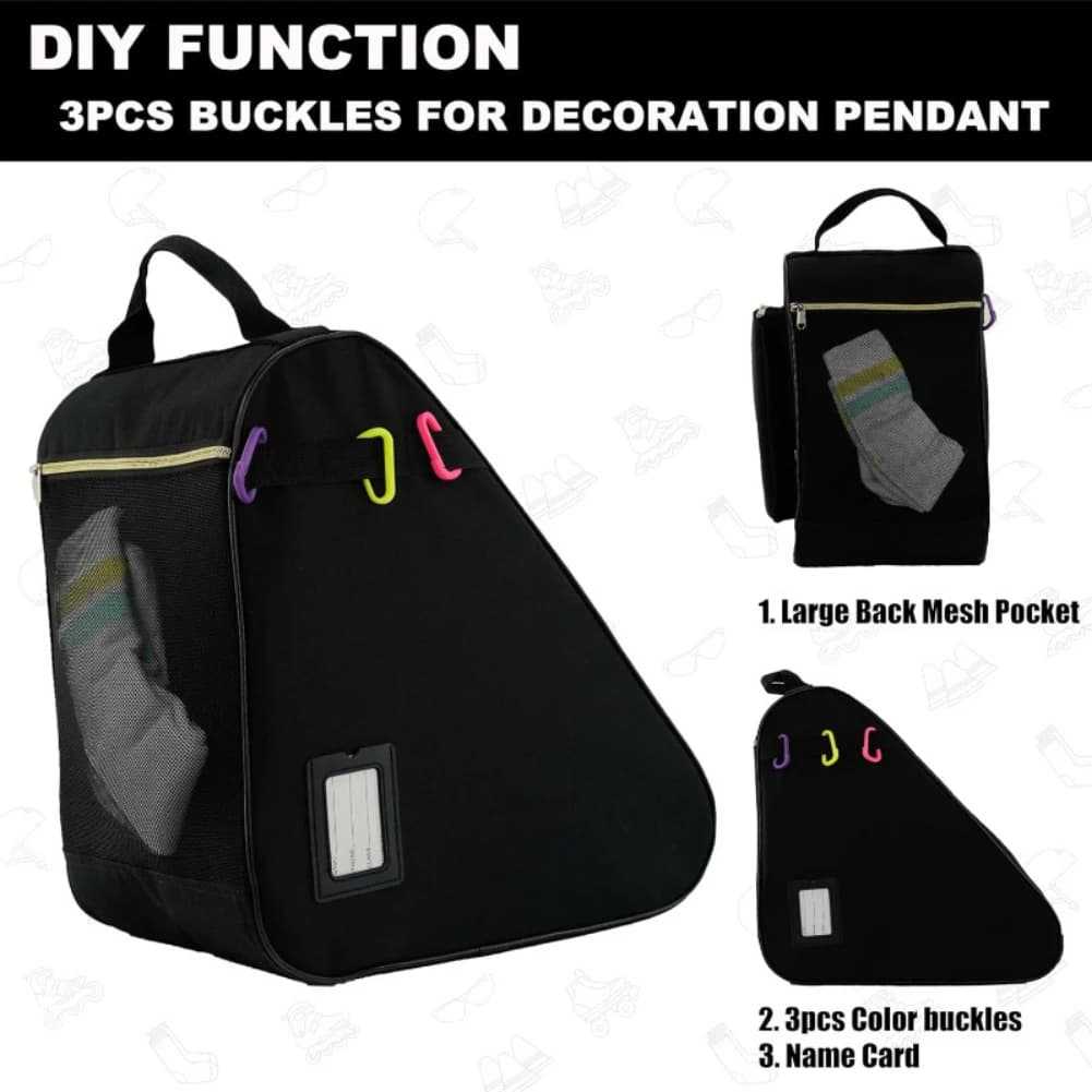 Borsa Impermeabile per Pattini da Ghiaccio e Pattini in Linea, con Ampie Tasche Laterali e Posteriori in Nylon