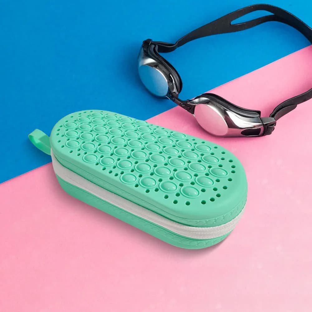 Custodie protettive in silicone con foro di scarico Custodia per occhiali da sole Scatola per occhiali da nuoto per occhiali