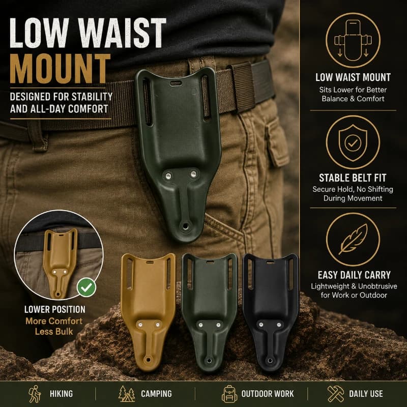Multipurpose Nylon Waist Belt Pack Low Mount Bracket Quick Pull Pouch Long Short For Camping Outdoor Trip Use