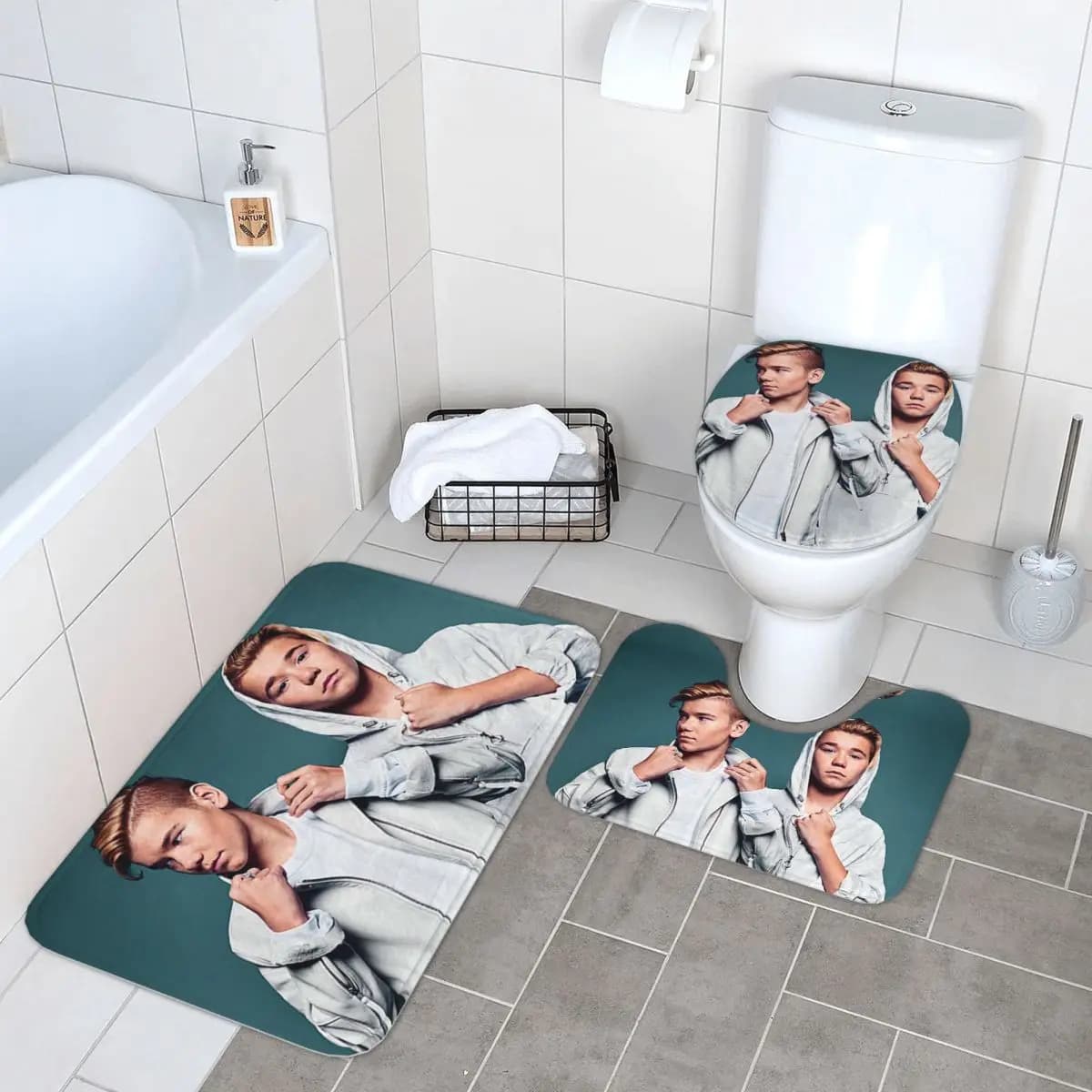 Marcus e Martinus Svezia Norvegia Eurovision 3 pezzi Tappetino da bagno Set da bagno Copriwater Decorazioni per la casa Tappeto antiscivolo