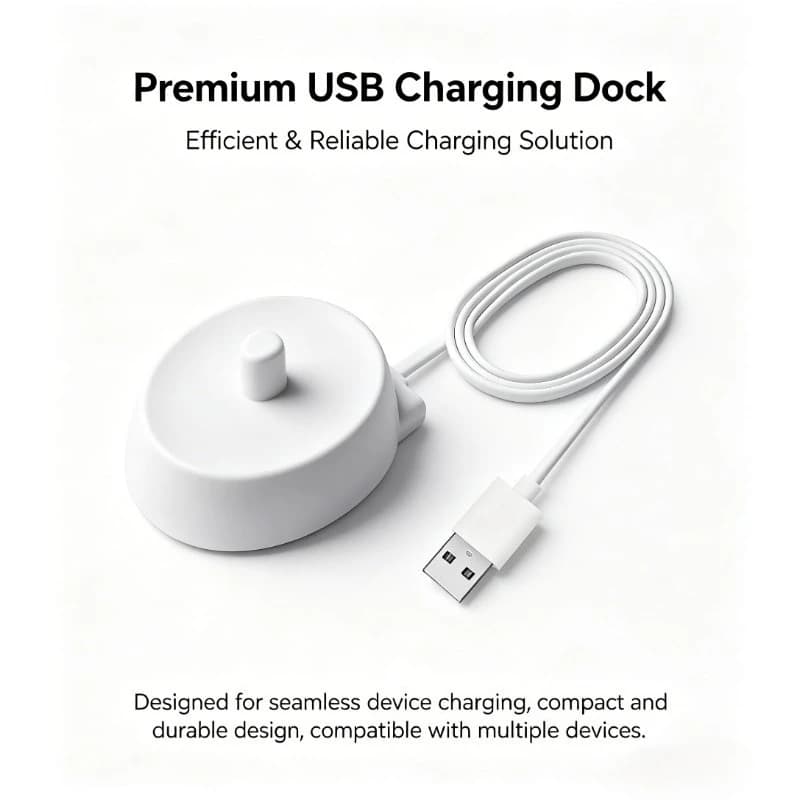 Replacement charger for 1 piece electric toothbrush for greater safety, compatible with most Oral B brushes