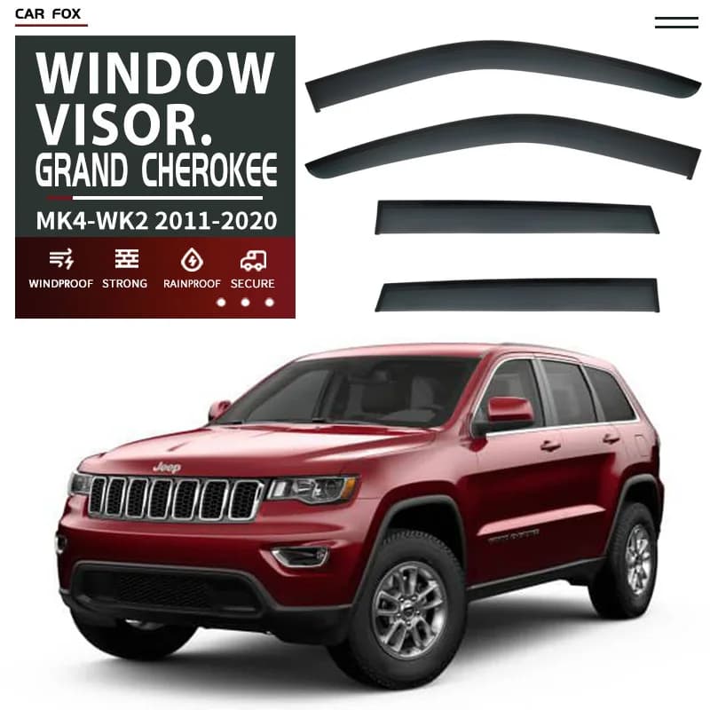 4 pz Per JEEP GRAND CHEROKEE WK2 2011-2020 Finestra di Automobile Visiera Tenda Shelter Parabrezza Finestrino Laterale Pioggia Parasole Ombra Accessori