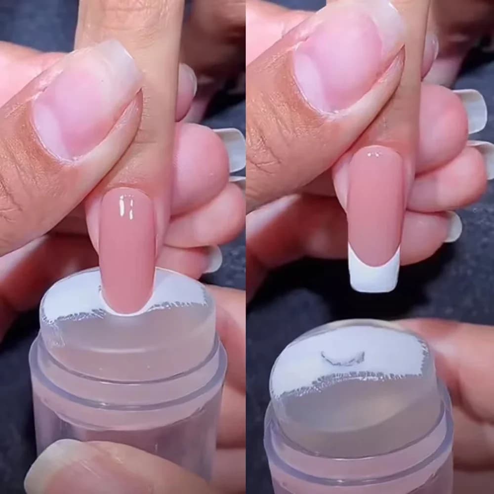 Stamper per unghie Gelatina Stampa in silicone Smalto per unghie Stamping Modello per timbri per unghie con punta francese con set di strumenti per stencil per manicure raschietto