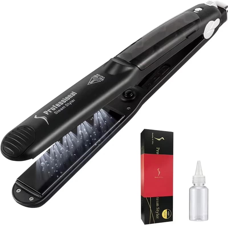 Piastra per capelli in ceramica professionale a vapore, ferro da viaggio, temperatura per capelli corti, display a LED regolabile, piastra PTC