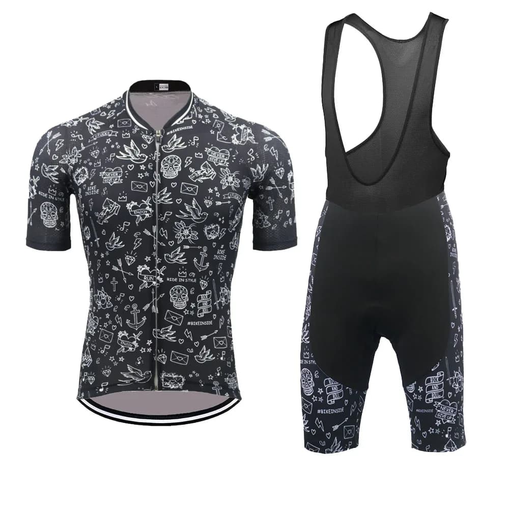 Maglia da ciclismo nuovo stile Set maglia da bici da uomo estiva pantaloncini con bretelle imbottitura in gel traspirante abbigliamento da bicicletta MTB