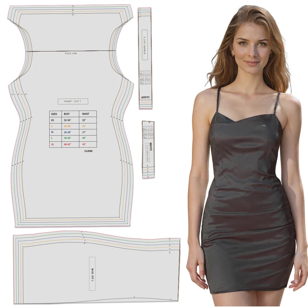 Modelli di cucito per abiti sexy da donna in 5 taglie (XS-XL), kit da cucito per principianti per abbigliamento femminile