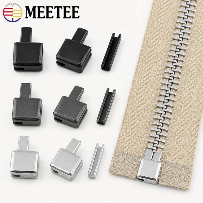 40/50/100Sets 3-10# Metal Zipper Insert Pin Box Stopper Open End Repair Kit Bottom Socket Zip Closure Sewing Accessories Tailor