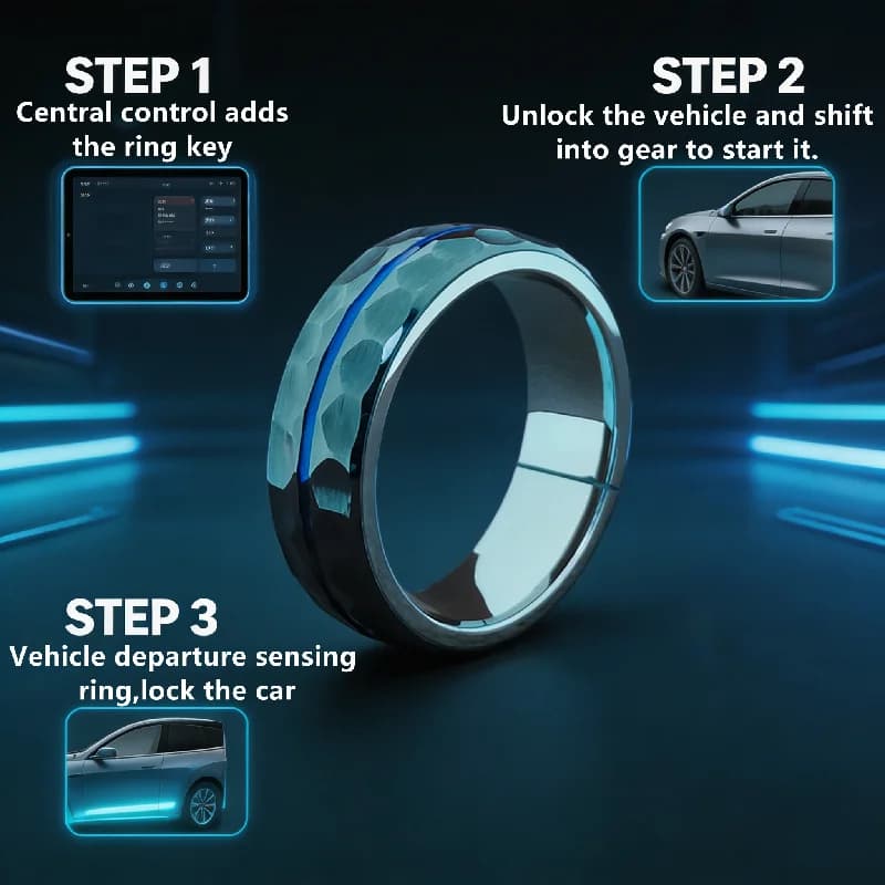 Anello smart in acciaio al tungsteno modificato con scheda originale di fabbrica Tesla per i modelli Tesla Model 3, Y, S e X