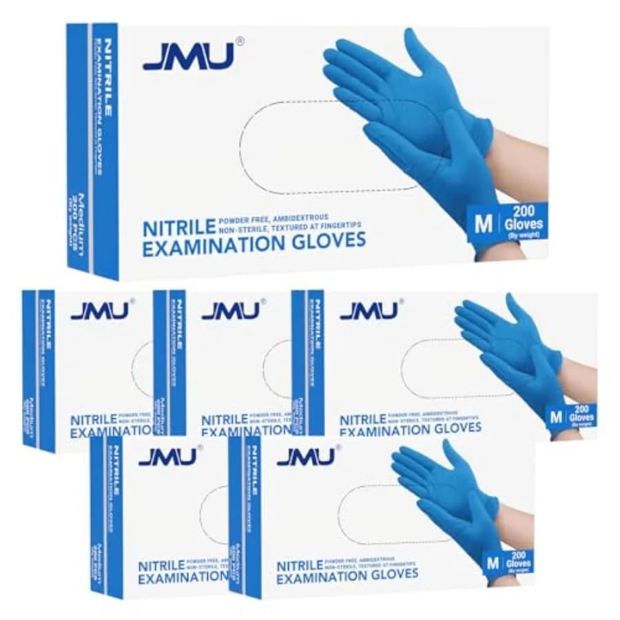 Guanti in Nitrile J, Taglia Media, 200 Pezzi, 3.5 Mil, Senza Lattice, Monouso