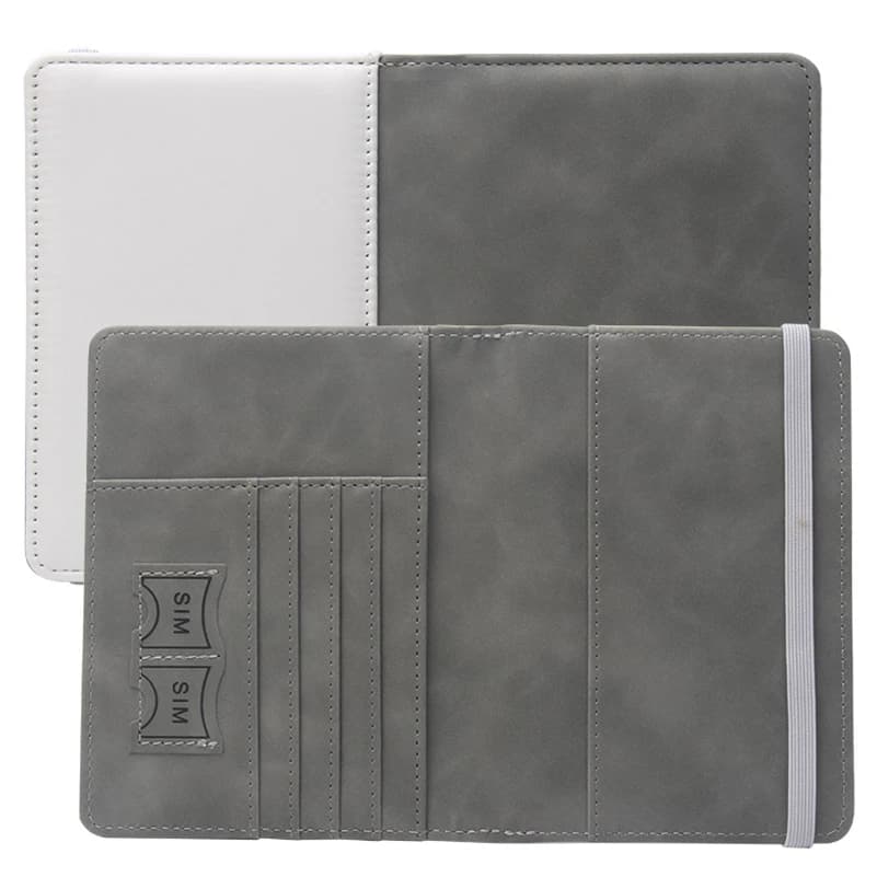 5 Pezzi Porta Passaporto per Sublimazione Fai-da-Te, Bianco in PU, Multifunzionale con Porta Carte e Cinturino, 22*14,8cm