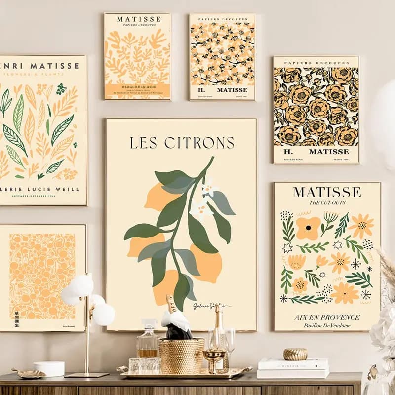Matisse Flowers Market Yayoi Kusama Abstract Wall Art Canvas Painting Posters and Prints Wall Pictures for Living Room Decor