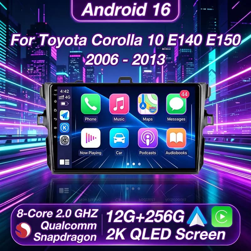Autoradio Android 16 per Toyota Corolla E140 E150 Auris E180 2004-2013, lettore multimediale video, navigatore GPS, WIFI 4G