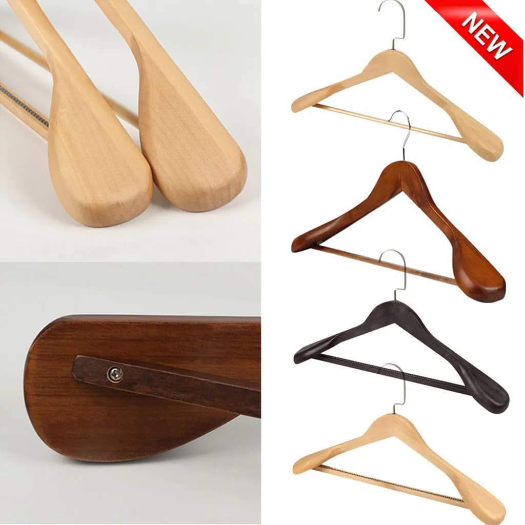 Wide Shoulder Wooden Coat Hangers Household Seamless Clothes Rack Wood Suit Hanger Home Drying Racks Wardrobe Storage Rack