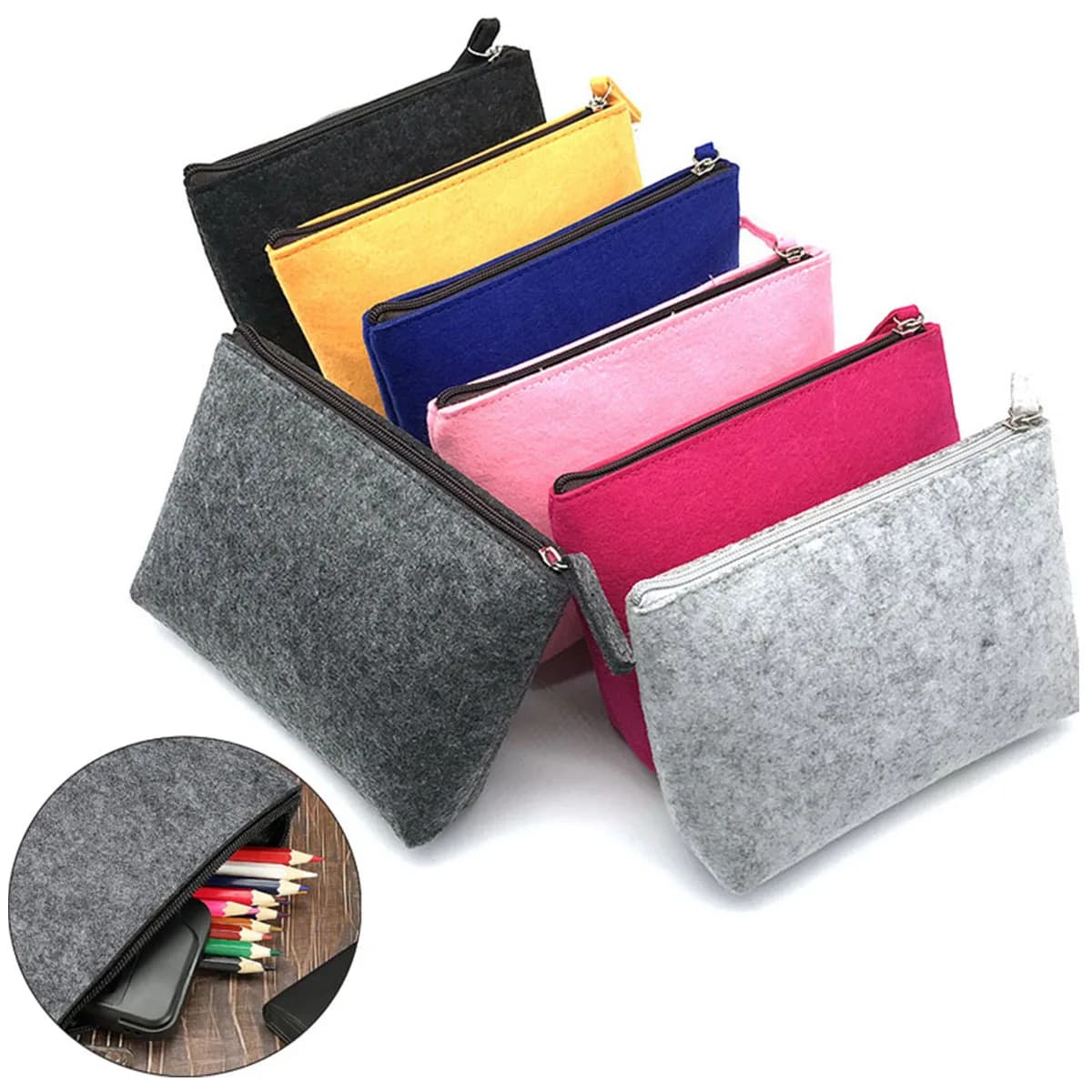 Multifunction Felt Digital Organizer Travel Portable Makeup Bags Travel Cosmetic Bags for Data Line Cable Earphone Charger Case