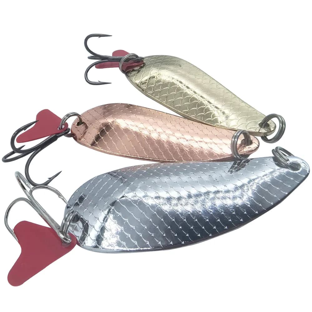 Trout Fishing Spoons Lure Silver Gold Spoon With Treble Hook Metal Hard Bait For Trout Bass Fishing 17g 21g 22g