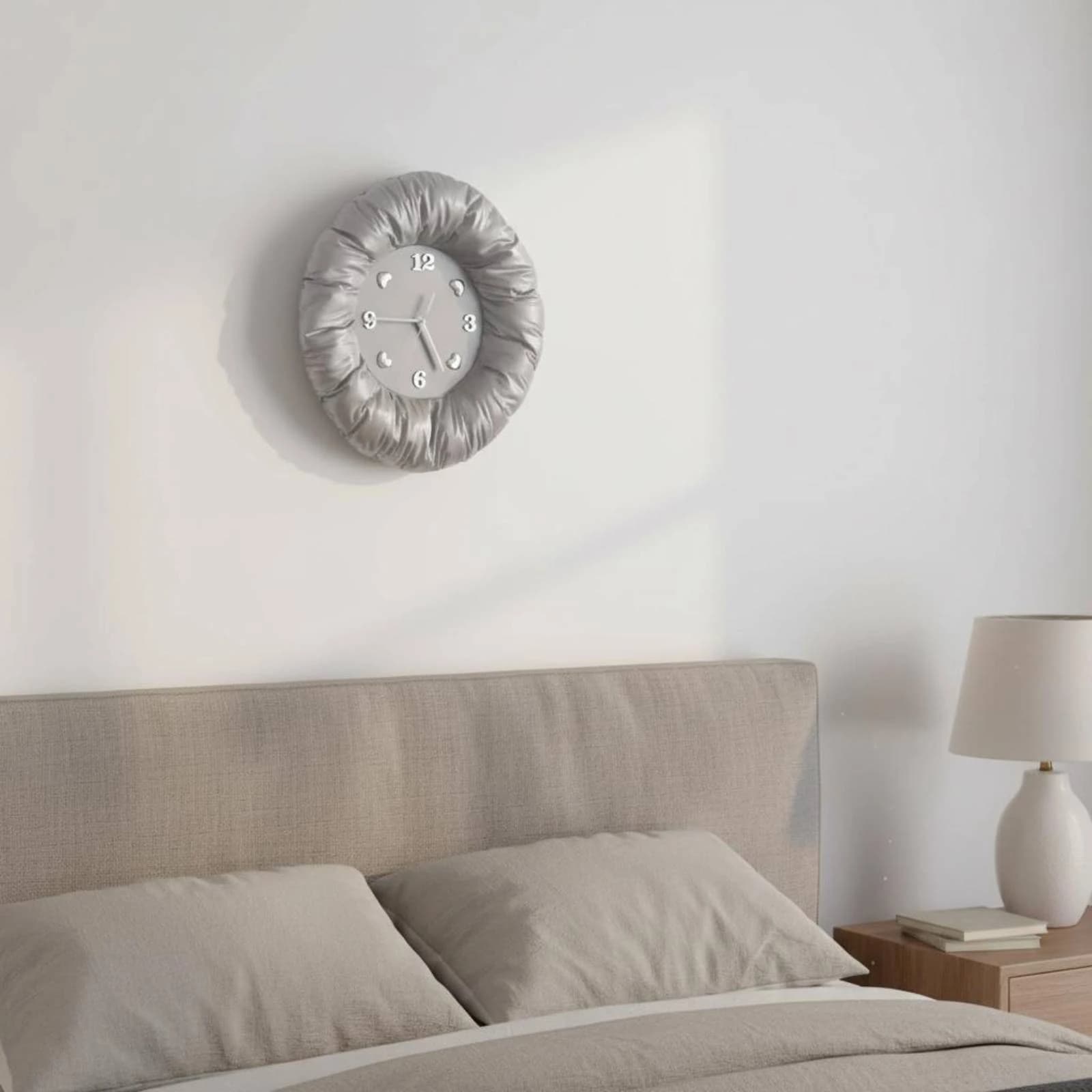 Ruched Textile Timekeeper Round Textile Wall Timekeeper Timepiece Easy to Read Home Decor Modern Design for Bedroom