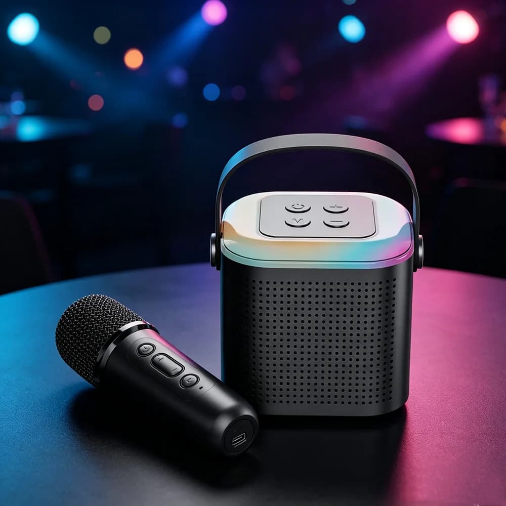 Karaoke Wireless Portable Bluetooth Speaker With Microphone Machine Mini Lamp Caixa De Som Sound Box Music