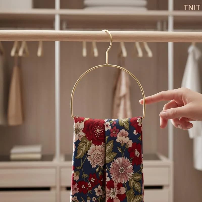 [J] 5PCS Gold Iron Half Round Scarf Hangers Pet Clothes Rack Storage Hanger For Pants Towel Tie,Closet Organizer For Adult Kids
