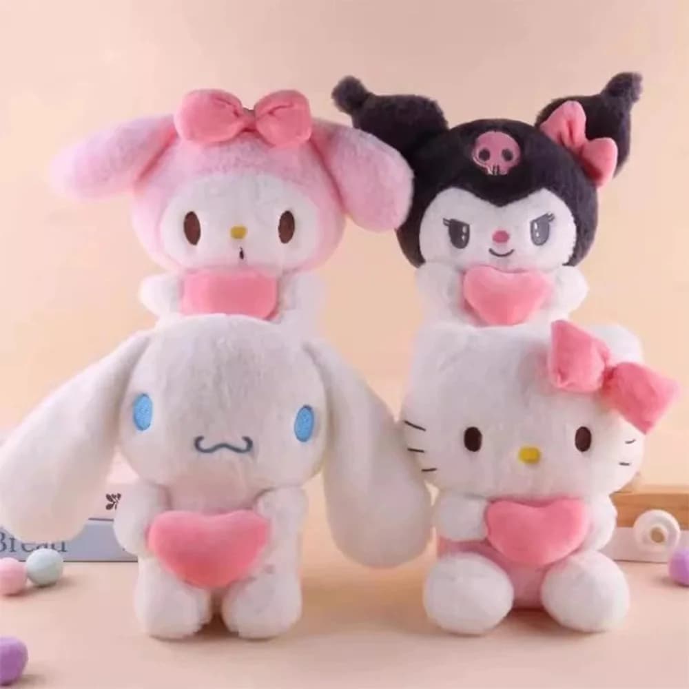 Peluche Sanrio Hello Kitty, Giocattoli Kawaii Kuromi My Melody Cinnamoroll, Animali di Peluche Morbidi, Cuscini Anime, Decorazioni Cartoon per Bambini
