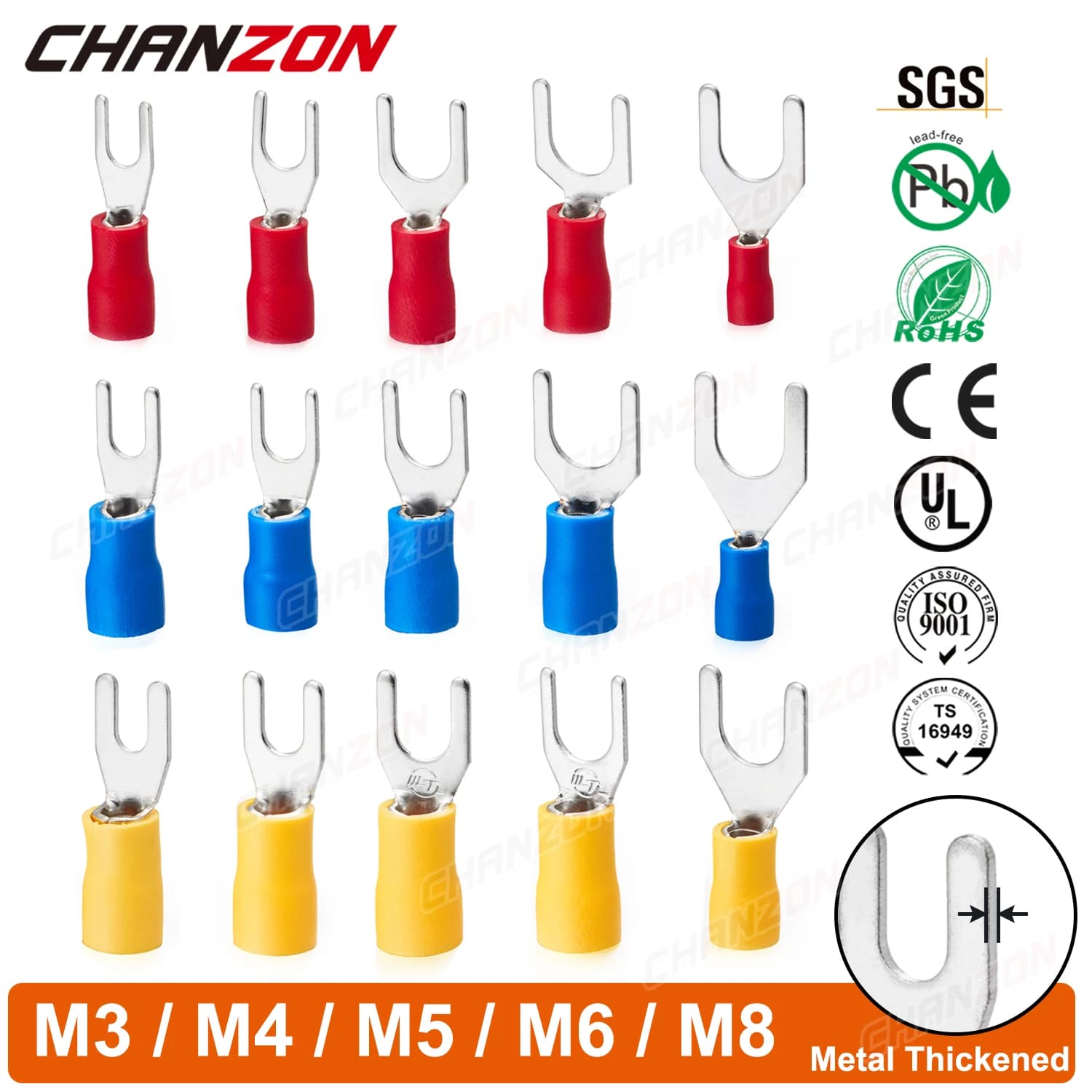30/50/100PCS SV1.25 SV2 SV5.5 Forcella Elettrica Filo Connettori Isolati In Rame Giunzione Crimp Wirefy Terminali Senza Saldatura 22-10AWG