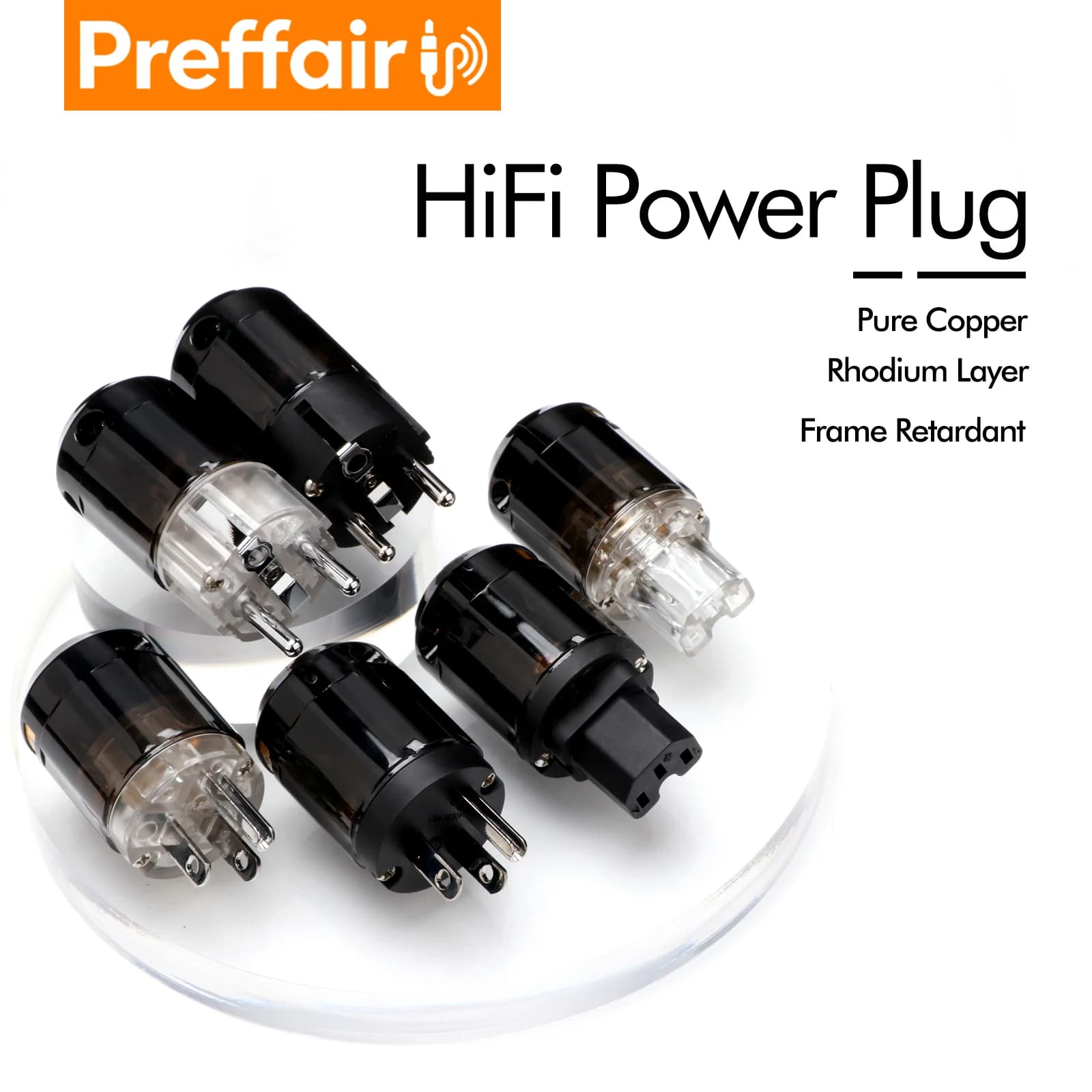 Preffair HiFi Rhodium Plated US/EU Power Plug IEC Connector Audio AMP CD Player AC Power Cord Connector Adapter for Speaker