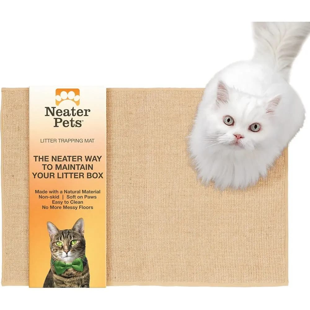 Jute Cat Litter Trapping Mat - Catches Spilled Litter from Kitty Litter Box, Protects Floors, Anti-Skid Backing, Easy to Clean,