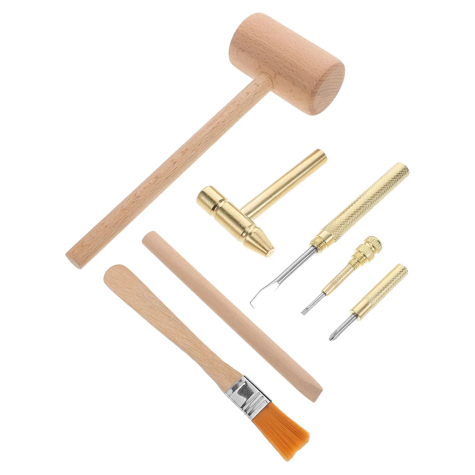 2Sets Kids Archaeological Excavation Tools Wooden Stem Dig Kit Hammer Brush Chisel Educational Digging Exploration