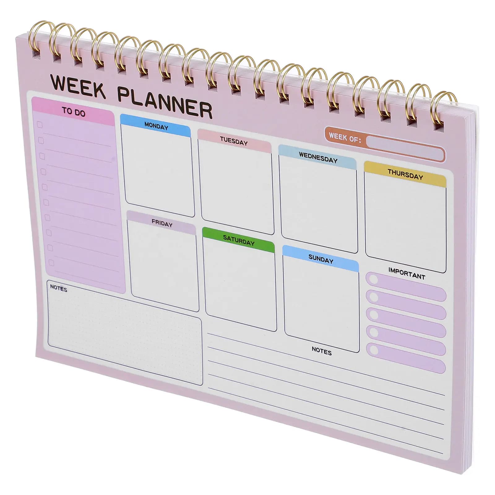 Weekly Planner Notebook Undated Spiral Binding Large Paper Cover Work Schedule Daily Task Organizer Planner Weekly Calendar