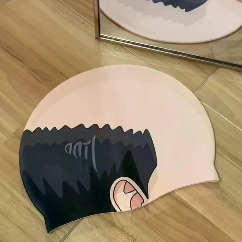 /HTF/Funny Bald Head Swim Cap - Mediterranean Print PolyesterSwimming Hat For Cosplay & Pools