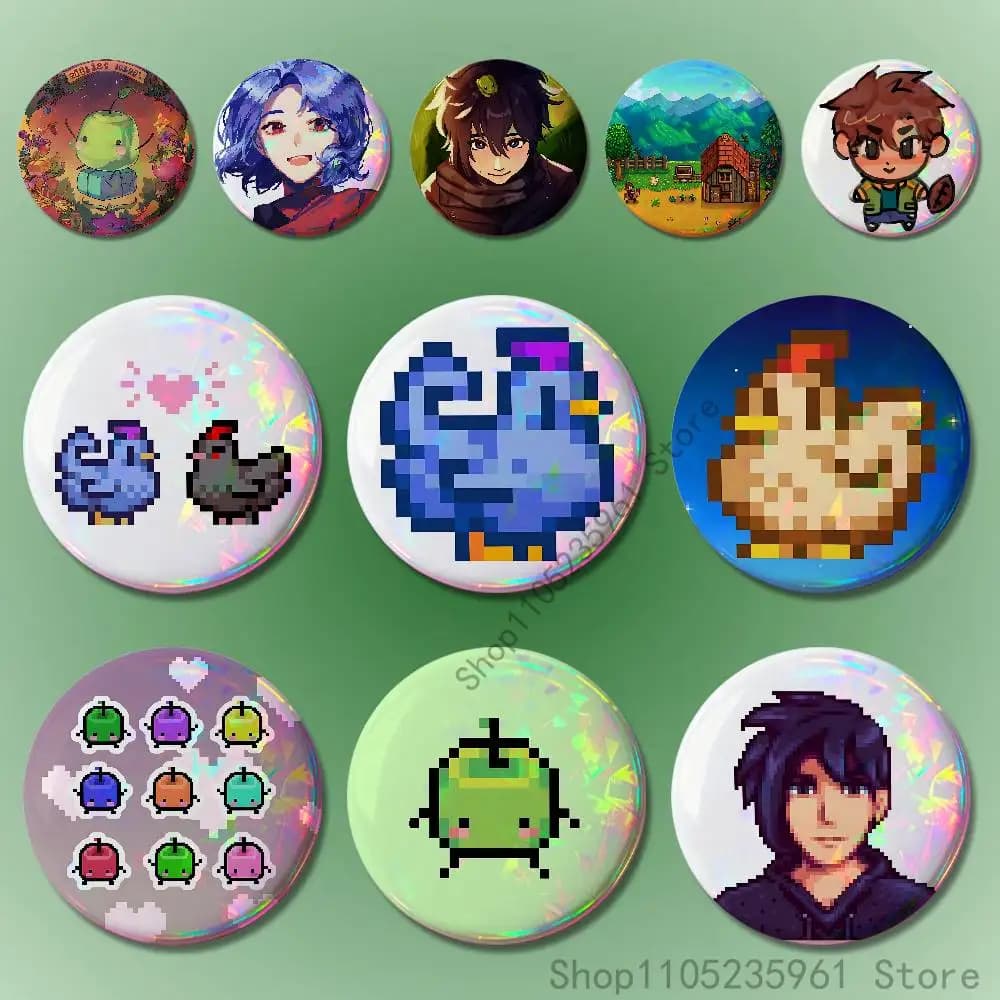 S-Stardew V-Valley Personalized badges 75mm 44mm 25mm Spilla Backpack Hat Spills Accessories Toys Valentine's Gift