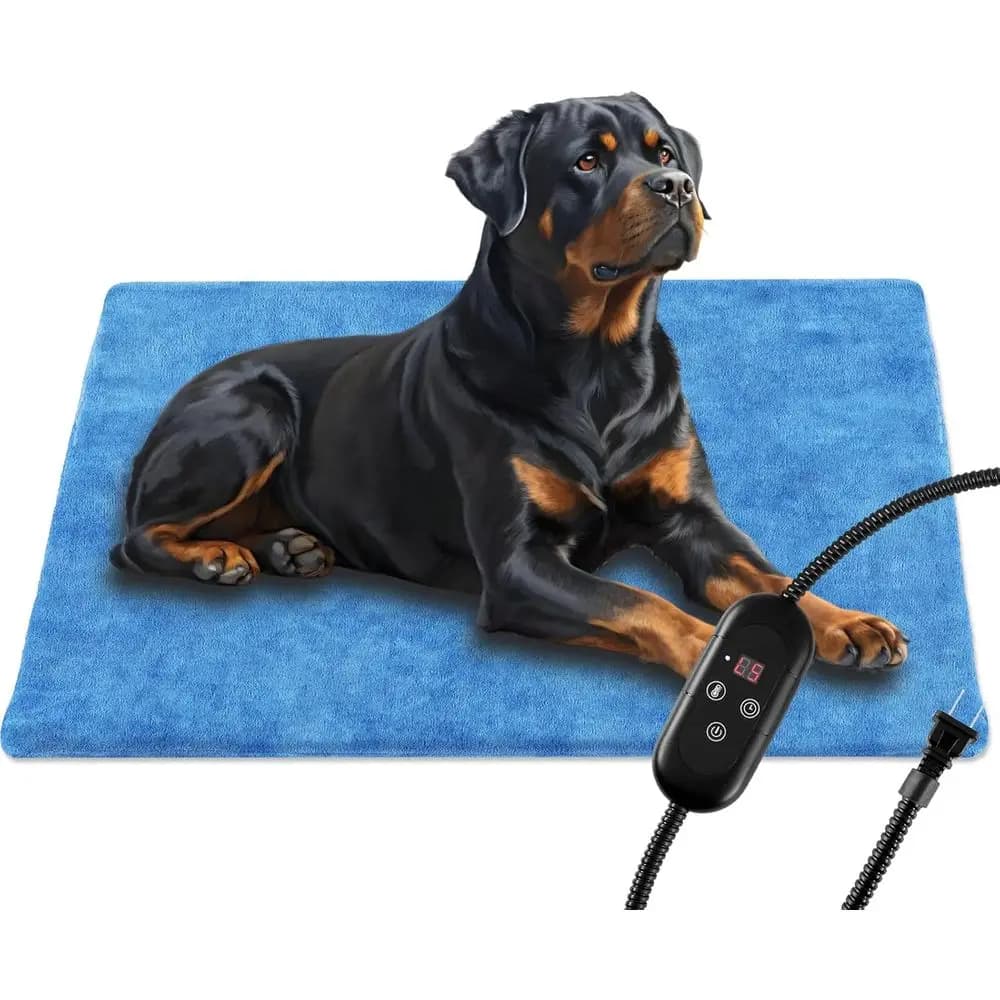 Cuccia Elettrica Riscaldata Impermeabile per Animali Domestici da Interno con Cavo Anti-Morso e 5 Timer, Controllo Temperatura a 6 Livelli - 23.6x35.4