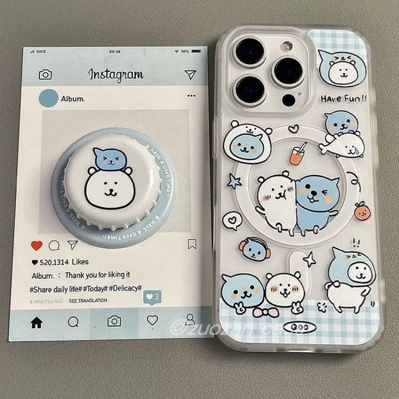 Nuova Custodia Magnetica Trasparente Kawaii per iPhone 17 16 15 14 13 con Design Anime Chiikawa - Carina e di Tendenza
