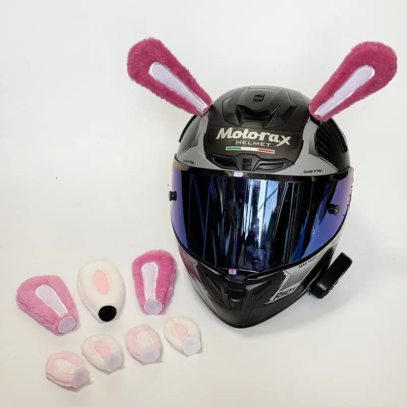 Accessori per copricasco da sci, orecchie di coniglio in peluche, orecchie di coniglio staccabili, decorazione per casco da moto, accessori da equitazione per donna