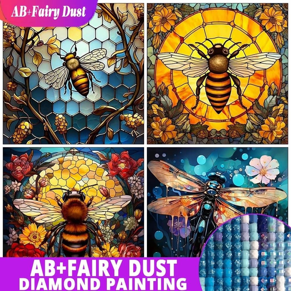 Fairy Dust AB Diy Painting By Numbers Animal DIY Holiday Gift Zero Base Hobby Draw On Canvas Bee Wall Decoration For Home
